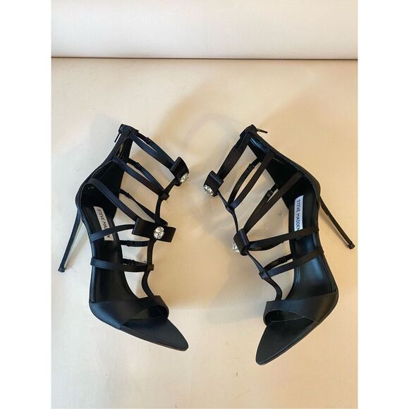 Steve Madden Sinclair Satin Rhinestone Embellished Strappy Dress Sandals Size 7 - Picture 4 of 10